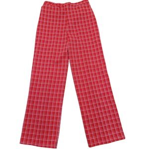 Vintage Queen Red Plaid Wide Leg Pants Size 15 16 Polyester pull on nwt 70s